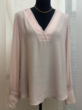 Express Blush Pink V-Neck Long Sleeve Blouse